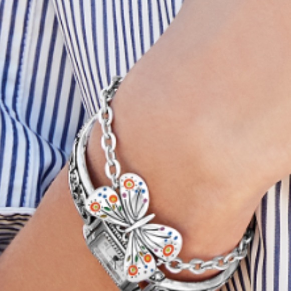 Brighton Garden Wing Butterfly Bracelet and Earring Jewelry Set - Silver/Enamel - Picture 4 of 6